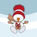 Snowman baby character in cartoon style