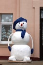 A snowman in a blue hat Royalty Free Stock Photo