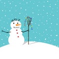 Snowman with broom