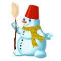 Snowman with a broom Royalty Free Stock Photo
