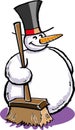 Snowman with a broom Royalty Free Stock Photo