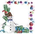 Snowman with a bucket on his head Royalty Free Stock Photo