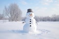 snowman built in a white winter landscape