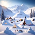 Snowman Campsite Mountains christmas wallpaper