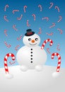 Snowman and Candy Canes Christmas Card