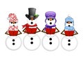 Snowman Carolers Sing Christmas Songs Illustration Royalty Free Stock Photo