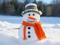 A snowman with a carrot nose and coal buttons, Generated AI