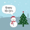 Snowman cartoon character. Cute Snowman wearing Santa Claus hat