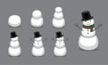 Snowman Building Sequence Cartoon Vector Illustration