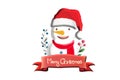 snowman Christmas congratulations postcard on a white background