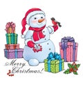 Snowman with Christmas Royalty Free Stock Photo