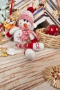 Snowman and christmas decoration