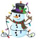 Snowman with Christmas lights image 1