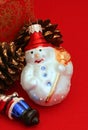 Snowman Christmas Ornament on Red