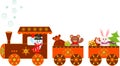 Snowman Christmas Presents Polar Express Train Illustration