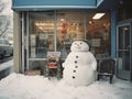 snowman in the city acanthus shop window decorated for Christmas Royalty Free Stock Photo