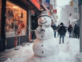 snowman in the city acanthus shop window decorated for Christmas Royalty Free Stock Photo