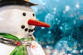 Snowman closeup with space for text Royalty Free Stock Photo