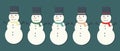 Snowman Collection. Set isolated EPS 10 vector illustration for Christmas design. Cartoon vector set. Royalty Free Stock Photo