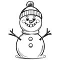 Snowman coloring page Royalty Free Stock Photo