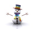 Snowman with the colors of the flag of Peace Royalty Free Stock Photo