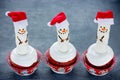 Snowman cupcakes - fun Christmas food Royalty Free Stock Photo