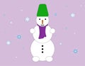 snowman cute colorful winter vector illustration, wallpaper and background