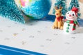 Snowman and 31 day calendar , christmas ornamental background