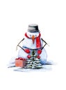 A snowman decorates the Christmas tree Royalty Free Stock Photo