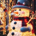 snowman displayed in front of a house Merry Xmas and New Year outside home in garden decor