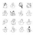 Snowman doodle collection. vector illustration.