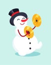 Snowman with Drum Cymbal Musical Instrument Icon