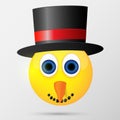 Snowman emoticon, emoji, smiley. Vector illustration.