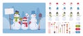 Snowman figure character set Royalty Free Stock Photo