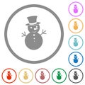 Snowman flat icons with outlines