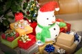 Snowman on the gift box On christmas,Happy new year