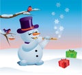 Snowman and gifts