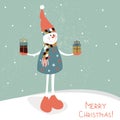 Snowman with gifts. Vector