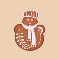 Snowman gingerbread, cookie. Vector Illustration for printing, backgrounds, covers and packaging. Image can be used for