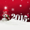 Snowman 2015 happy new year red