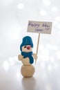 Snowman , happy new year 2016, white background, light garland Royalty Free Stock Photo