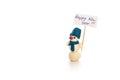 Snowman , happy new year 2016, white background, light garland Royalty Free Stock Photo