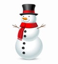 Snowman with hat and scarf. Vector illustration Royalty Free Stock Photo