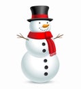 Snowman with hat and scarf. Vector illustration Royalty Free Stock Photo