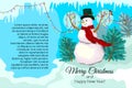 The snowman in hat, a winter New Year card