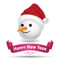 Snowman head with banner ribbon Royalty Free Stock Photo