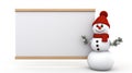 a snowman holding a blank signboard against a white backdrop. an ideal canvas for adding custom messages, whether they Royalty Free Stock Photo