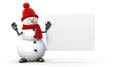 a snowman holding a blank signboard against a white backdrop. an ideal canvas for adding custom messages, whether they Royalty Free Stock Photo