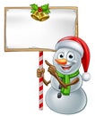Snowman Holding Christmas Sign