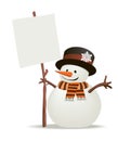 Snowman holds up the snowy message of your choice.